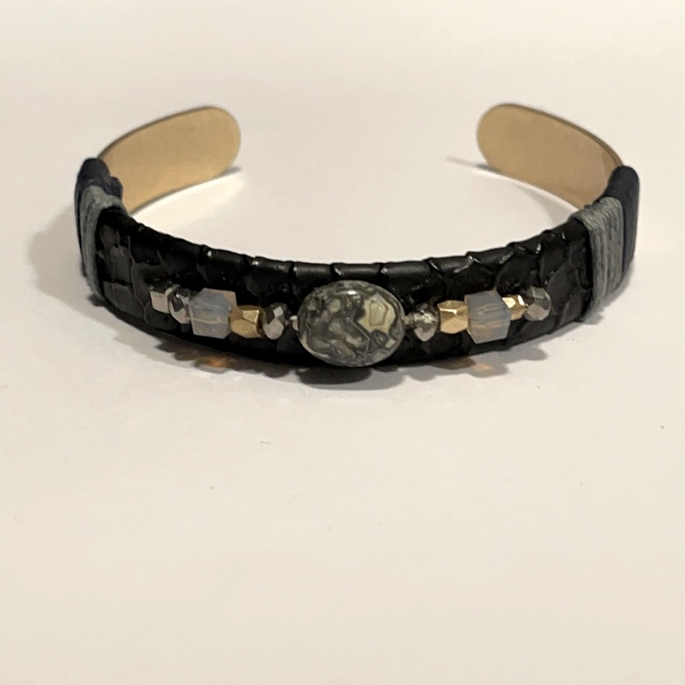 Lord & Taylor Black leather cuff bracelet